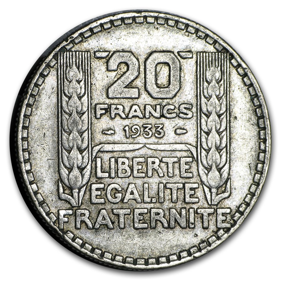 1929-1939 France Silver 20 Francs Avg Circ (ASW .4372)