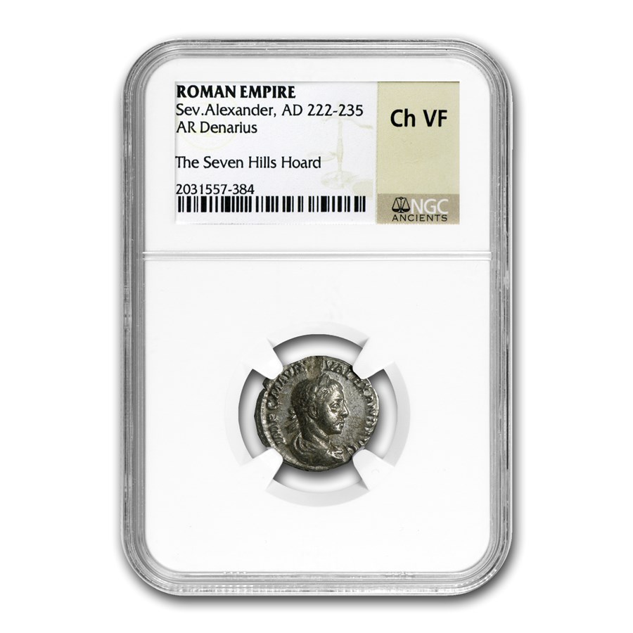 Roman Silver Denarius Severus Alexander (222-235 AD) Ch-VF NGC