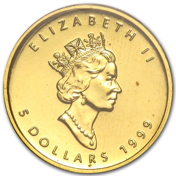 1999 Canada 1/10 oz Gold Maple Leaf BU (20 Years ANS Privy)