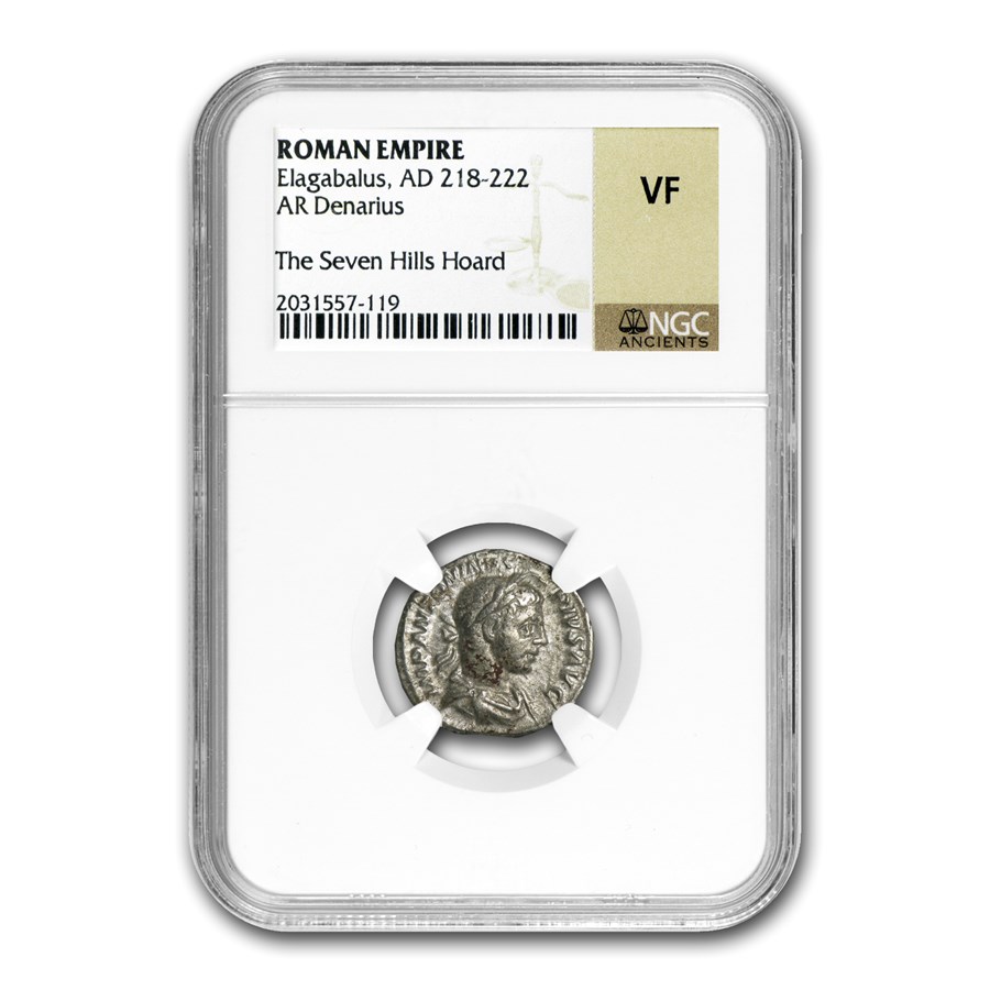 Roman AR Denarius Elagabalus (218-222 AD) VF NGC (Random Coin)