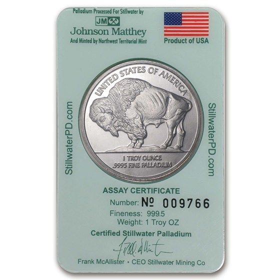 1 oz Palladium Round - Johnson Matthey Lewis &amp; Clark (In Assay)