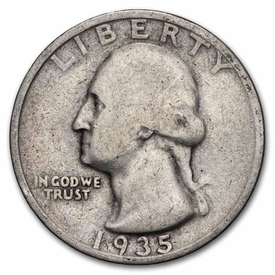 1935 Washington Quarter 40-Coin Roll Avg Circ