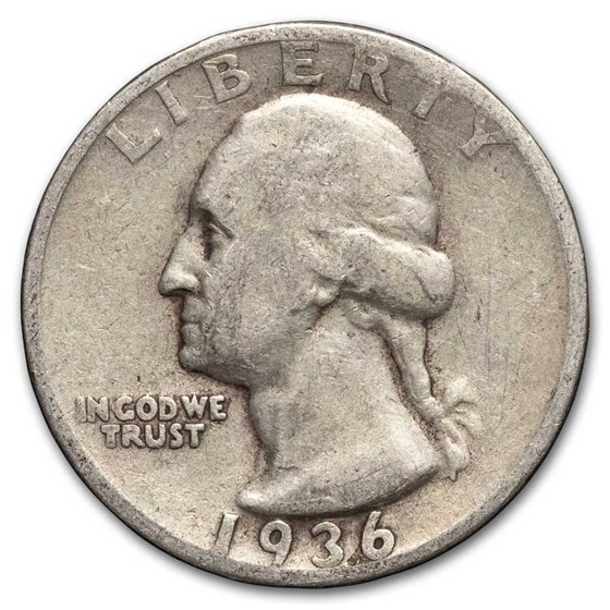 1936-S Washington Quarter 40-Coin Roll Avg Circ