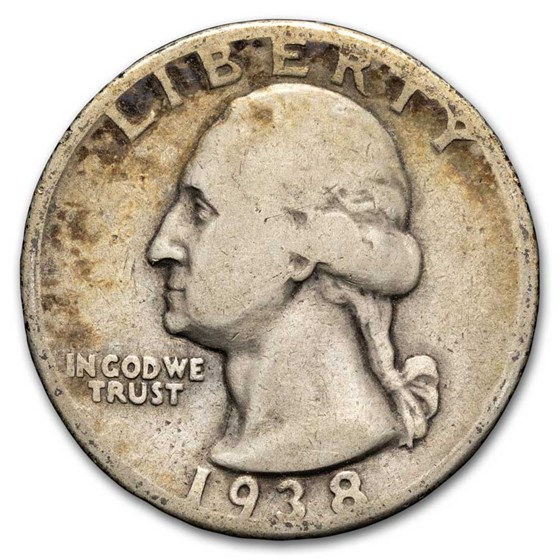 1938 Washington Quarter 40-Coin Roll Avg Circ