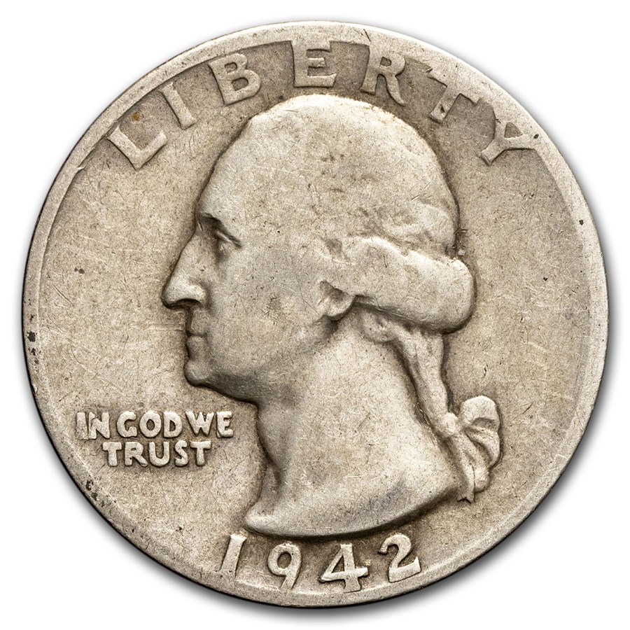 1942-S Washington Quarter 40-Coin Roll Avg Circ