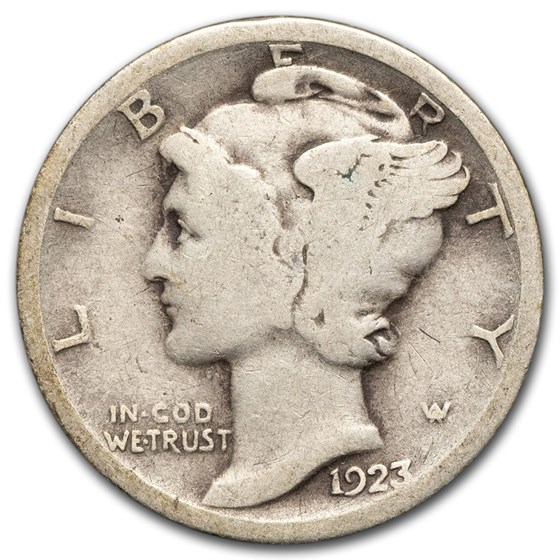 1923 Mercury Dime 50-Coin Roll Avg Circ