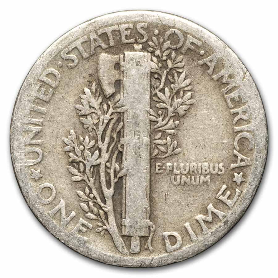 1928 Mercury Dime 50-Coin Roll Avg Circ