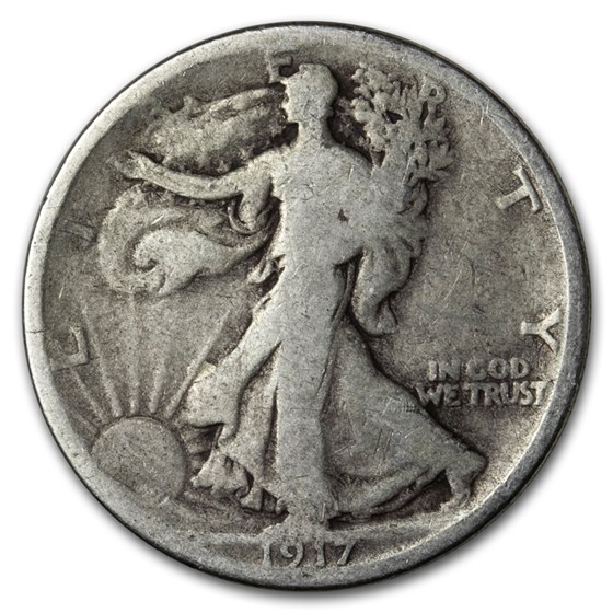 1917-S Rev Walking Liberty Halves 20-Coin Roll Avg Circ