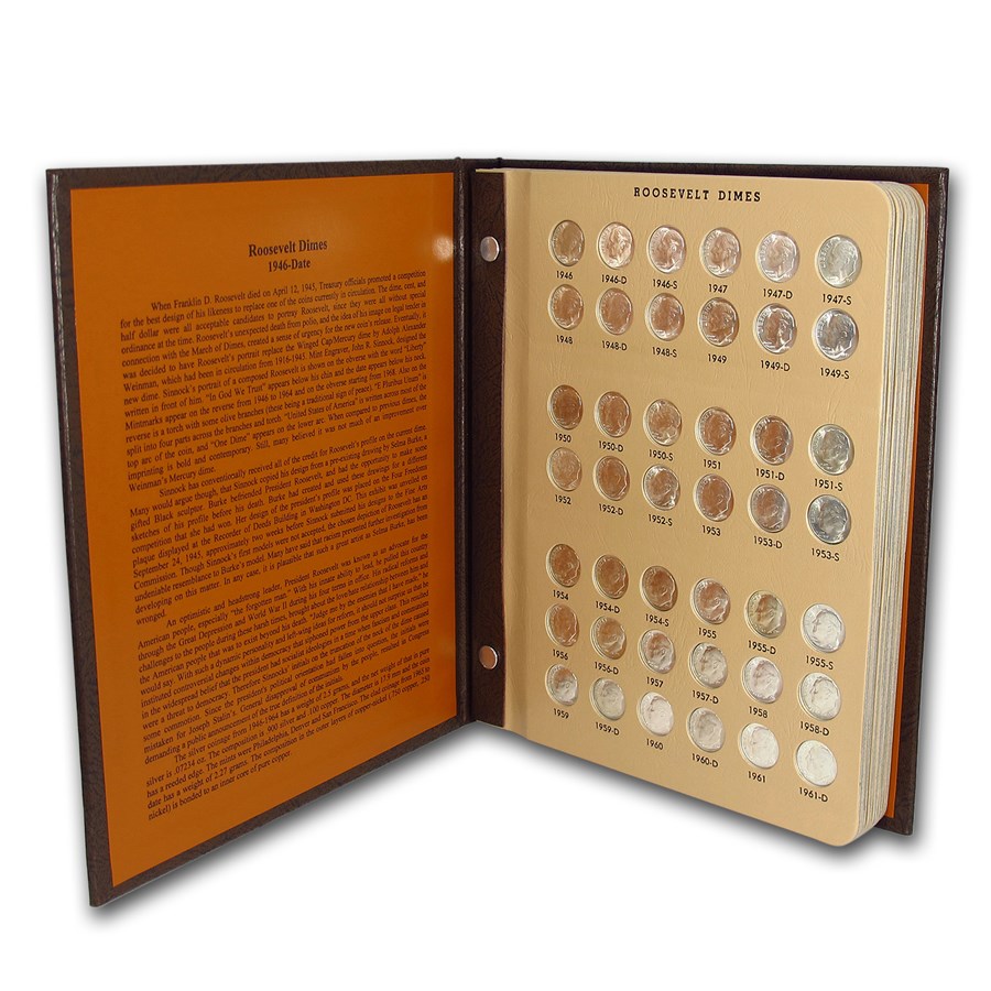 1946-2023 Roosevelt Dime Set (252 coins, Dansco Album)