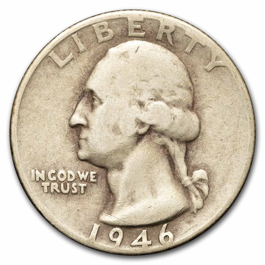 1946 Washington Quarter 40-Coin Roll Avg Circ
