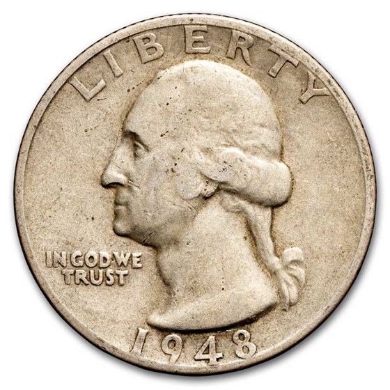 1948-S Washington Quarter 40-Coin Roll Avg Circ