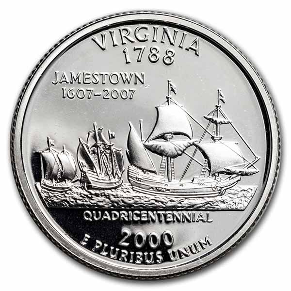 2000-S Virginia Statehood Quarter 40-Coin Roll Proof (Silver)