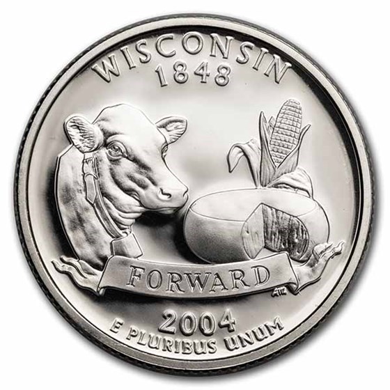 2004-S Wisconsin Statehood Quarter 40-Coin Roll Proof (Silver)