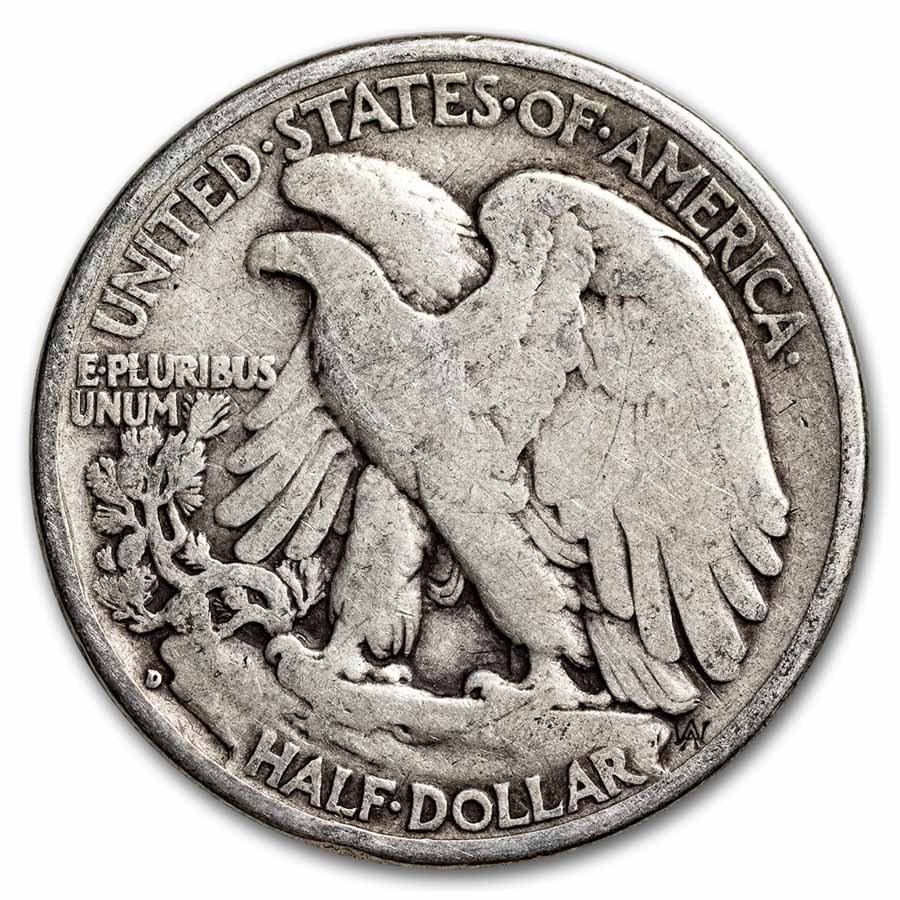 1936-D Walking Liberty Halves 20-Coin Roll Avg Circ