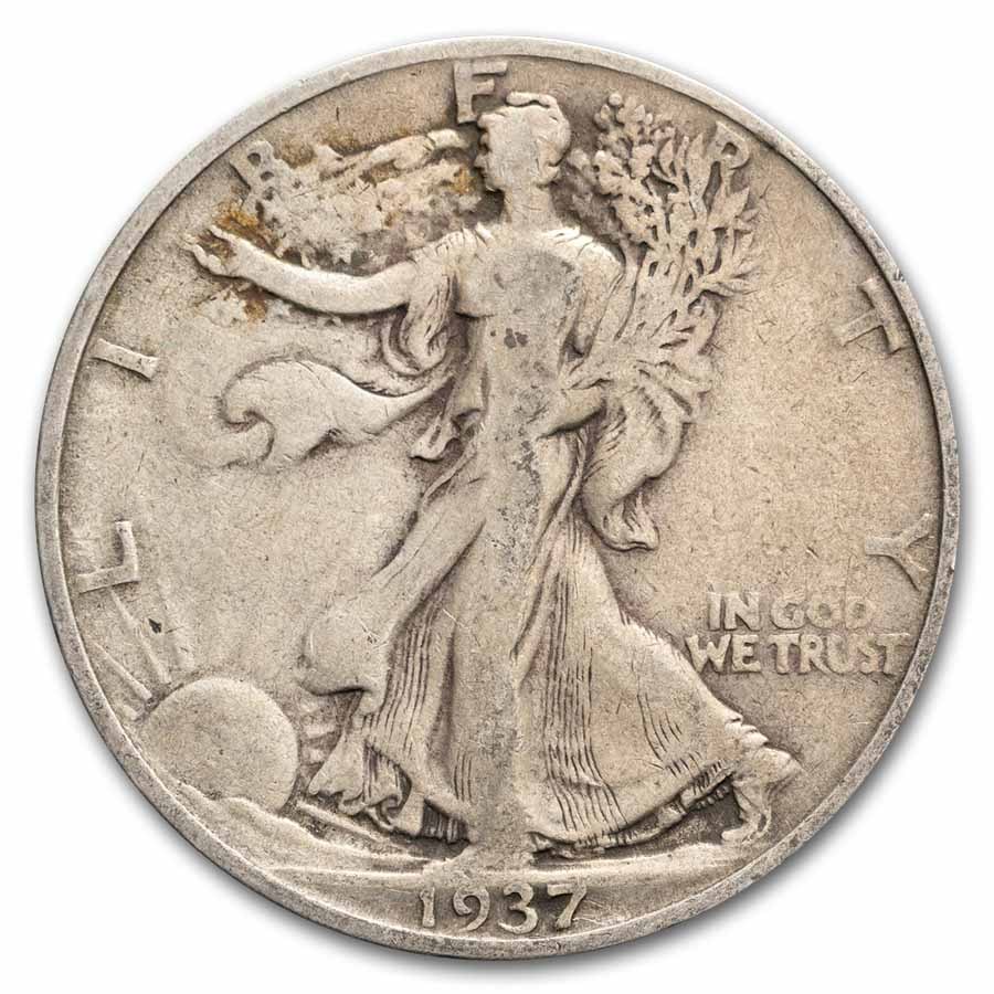 1937-S Walking Liberty Halves 20-Coin Roll Avg Circ