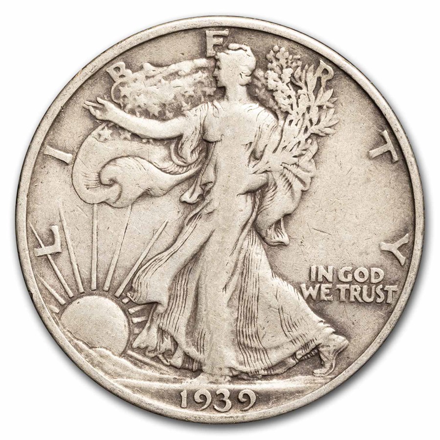 1939-S Walking Liberty Halves 20-Coin Roll Avg Circ