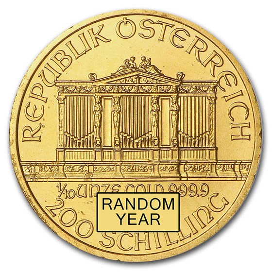 Austria 1/10 oz Gold Philharmonic BU (Random Year)