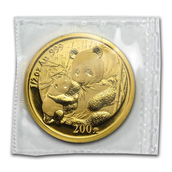 2005 China 1/2 oz Gold Panda BU (Sealed)