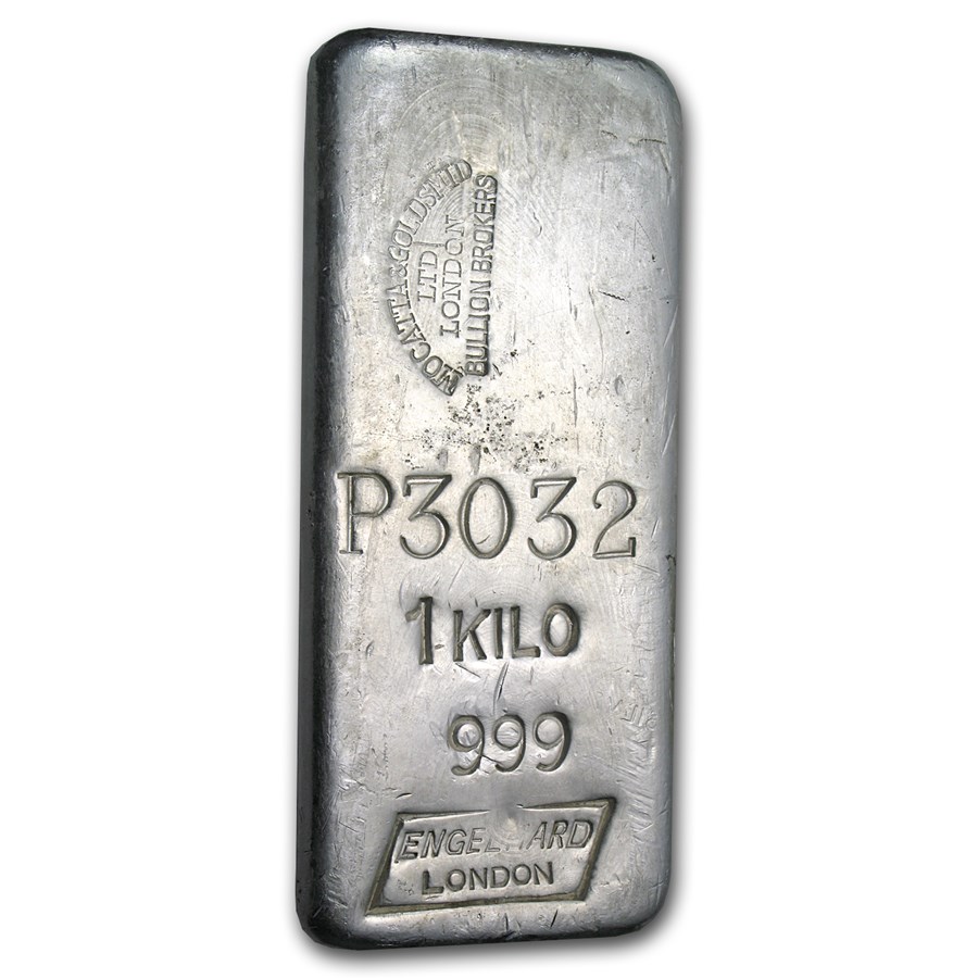 1 kilo Silver Bar - Engelhard (Mocatta Metals/London)