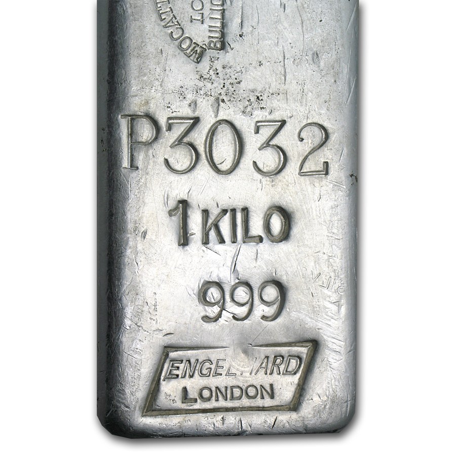 1 kilo Silver Bar - Engelhard (Mocatta Metals/London)