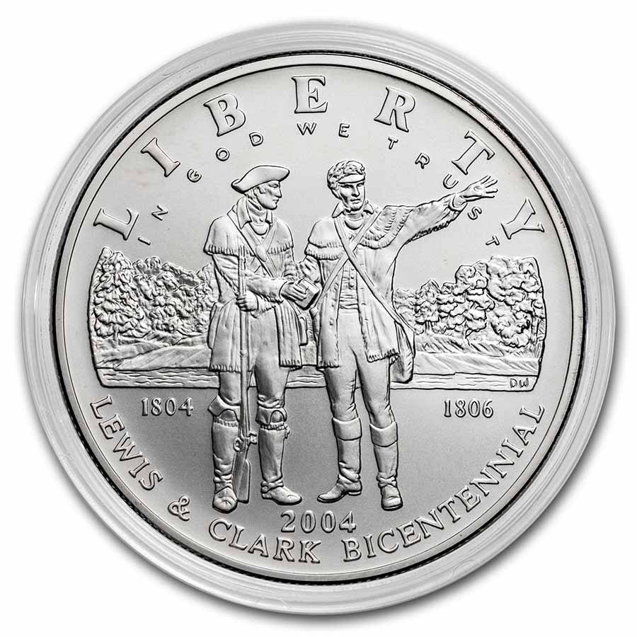 2004-P Lewis & Clark Bicent'l $1 Silver Commem BU (Capsule only)