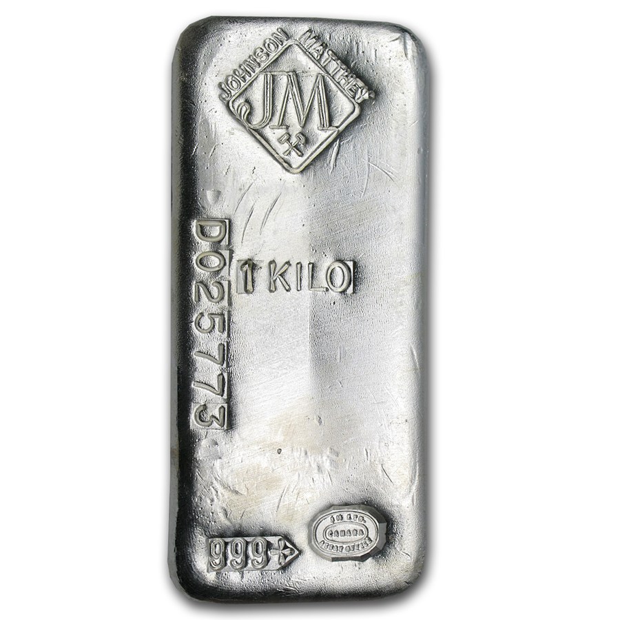 1 kilo Silver Bar - Johnson Matthey (Canada, Serial #)