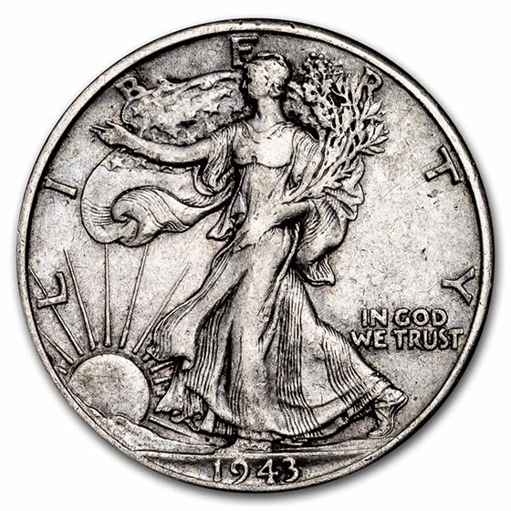 90% Silver Walking Liberty Halves $10 20-Coin Roll XF