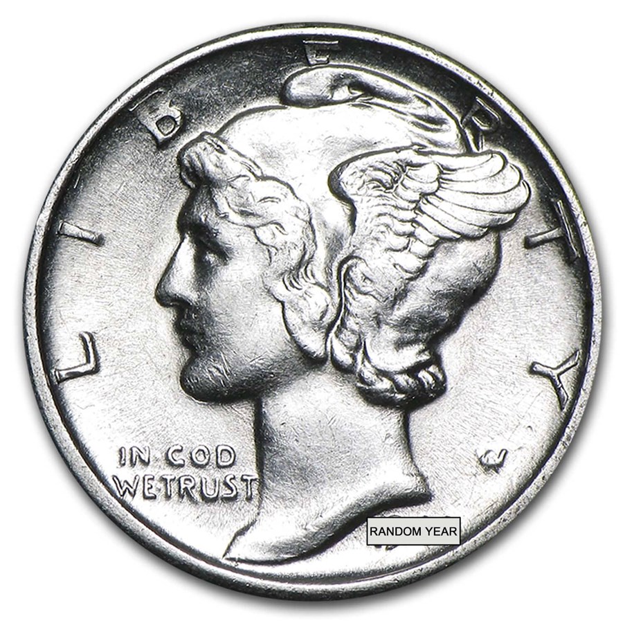 90% Silver Mercury Dime 50-Coin Roll AU