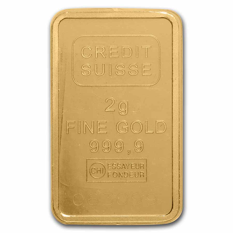 2 gram Gold Bar - Credit Suisse Statue of Liberty (Classic Assay)