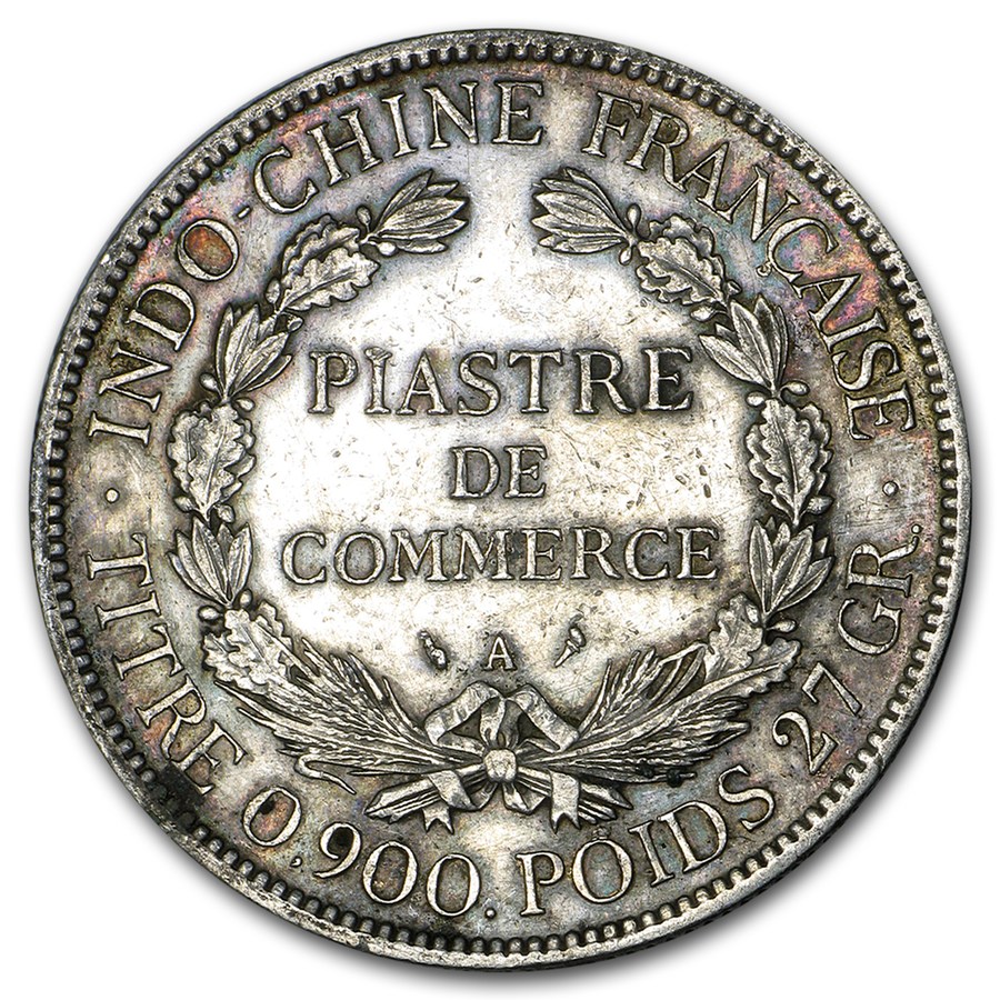 1885-1928 French Indo-China Silver Piastre Avg Circ