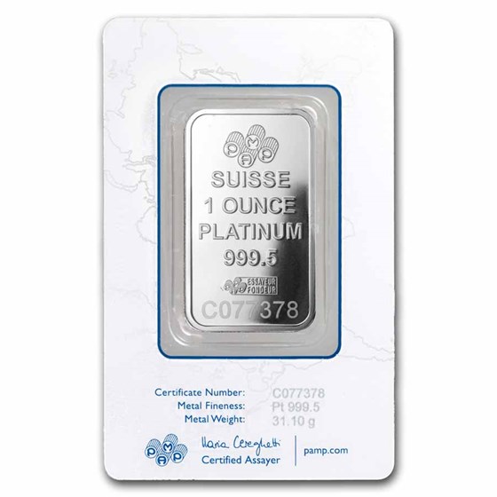 1 oz Platinum Bar - PAMP Suisse Lady Fortuna (In Assay)