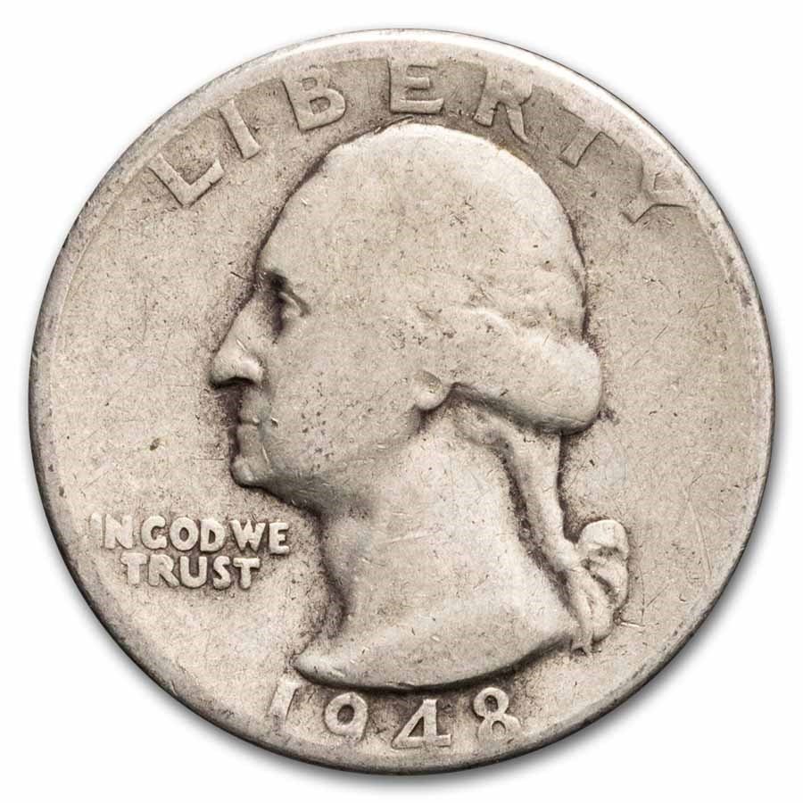 1948-D Washington Quarter 40-Coin Roll Avg Circ