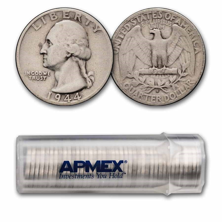 1947-D Washington Quarter 40-Coin Roll Avg Circ