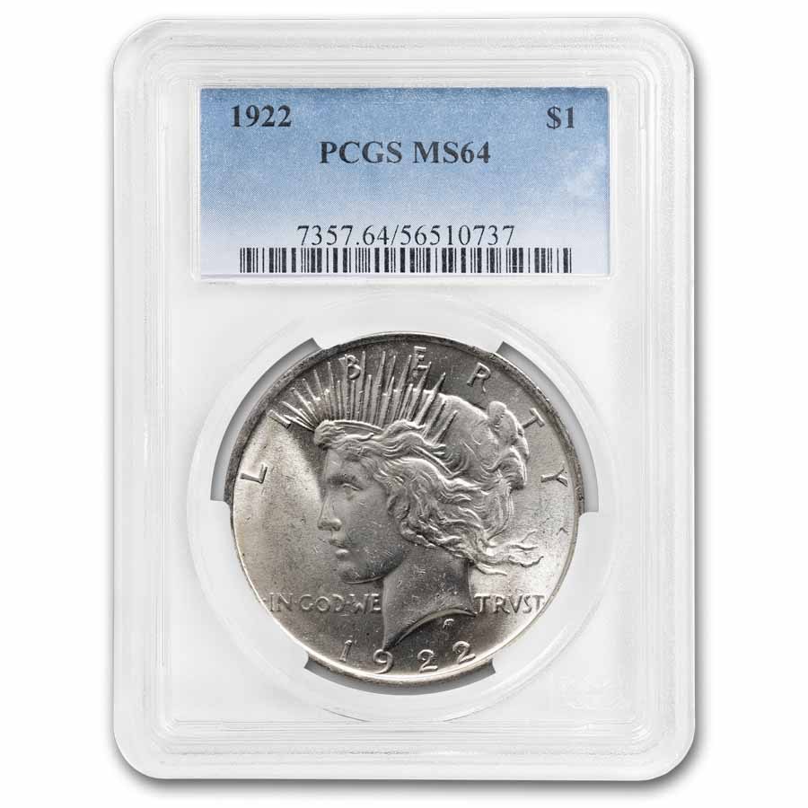 1922 Peace Dollar MS-64 PCGS
