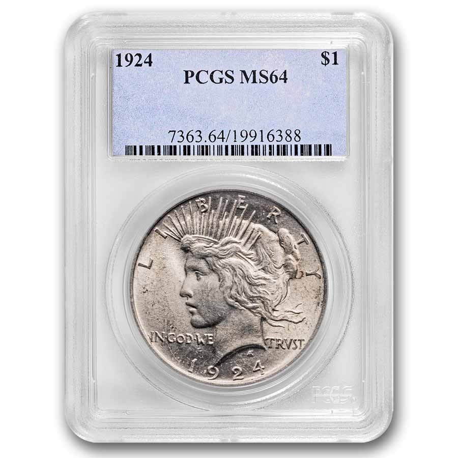 1924 Peace Dollar MS-64 PCGS