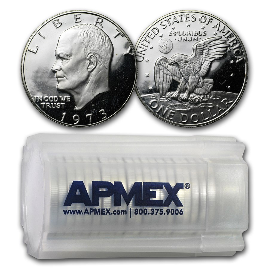 1973-S 40% Silver Eisenhower Dollar 20-Coin Roll Proof 1973-S 40% Silver Eisenhower Dollar 20-Coin Roll Proof