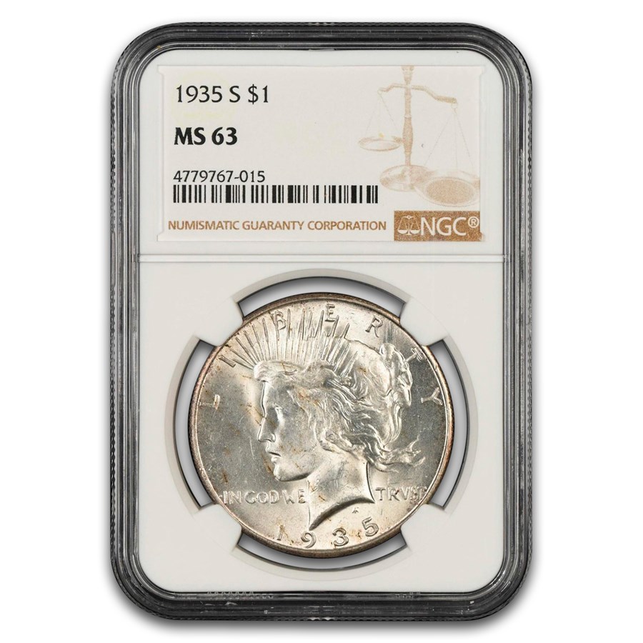 1935-S Peace Dollar MS-63 NGC 1935-S Peace Dollar MS-63 NGC