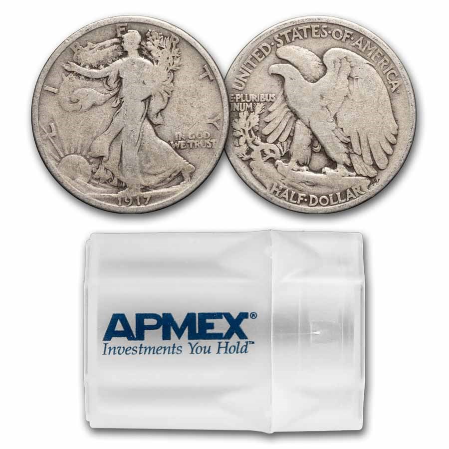 90% 1916-1929 Silver Walking Liberty Halves $10 20-Coin Roll