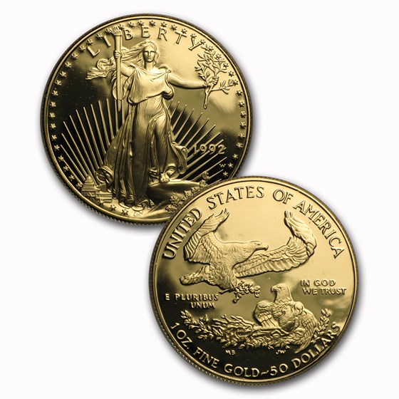 1992 4-Coin Proof American Gold Eagle Set (w/Box &amp; COA)