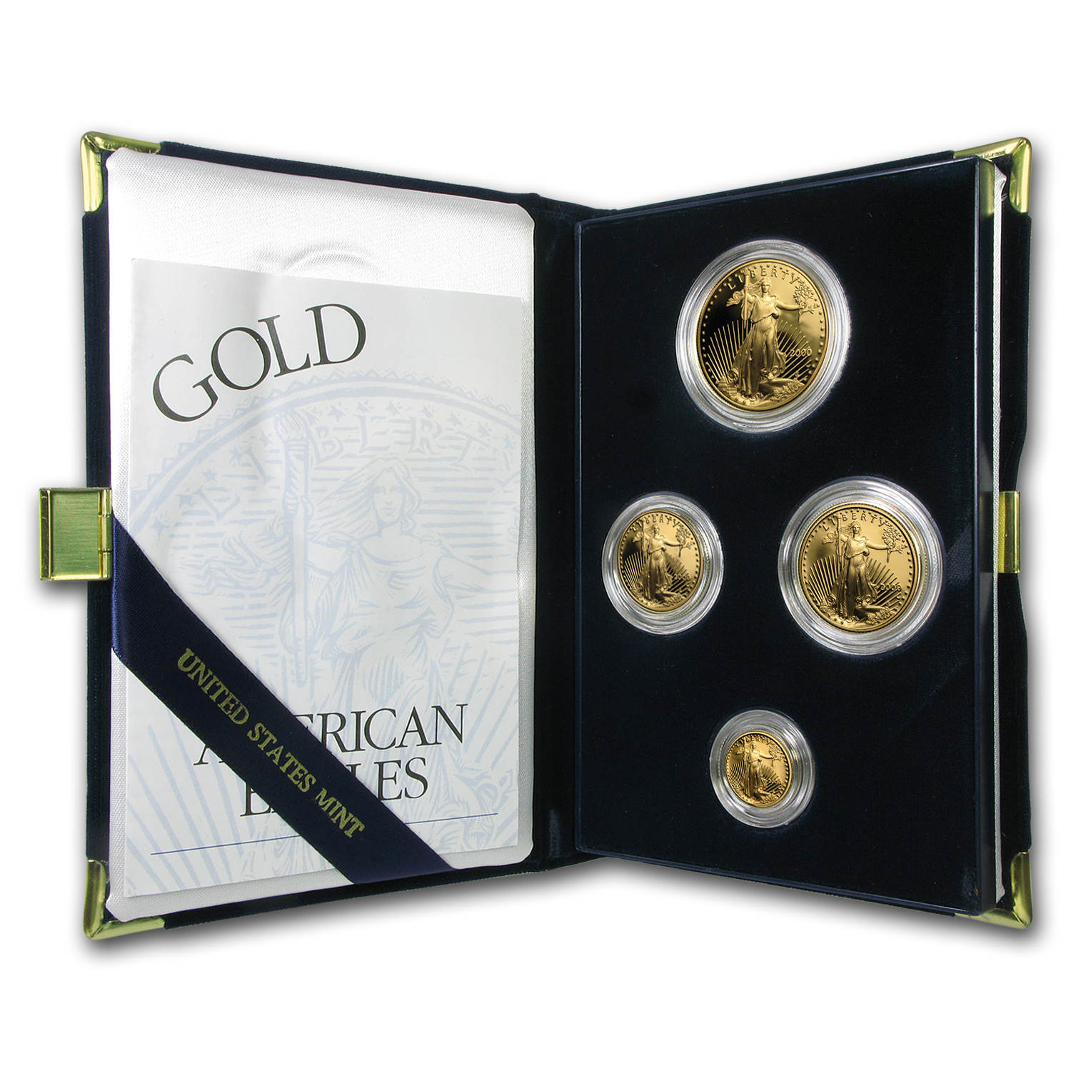 2000-W 4-Coin Proof American Gold Eagle Set (w/Box &amp; COA)