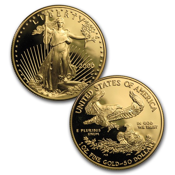 2000-W 4-Coin Proof American Gold Eagle Set (w/Box &amp; COA)