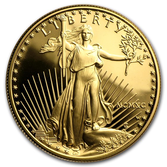 1990-W 1 oz Proof American Gold Eagle (w/Box &amp; COA)