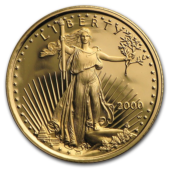 2000-W 1/10 oz Proof American Gold Eagle (w/Box &amp; COA)