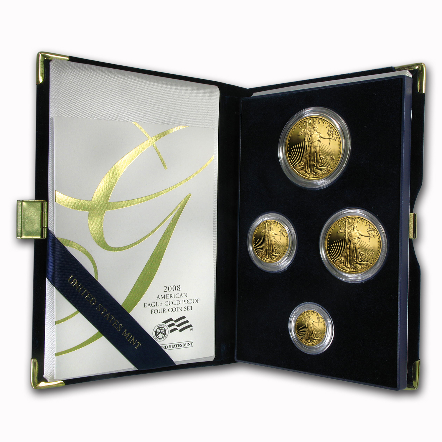 2008-W 4-Coin Proof American Gold Eagle Set (w/Box &amp; COA)