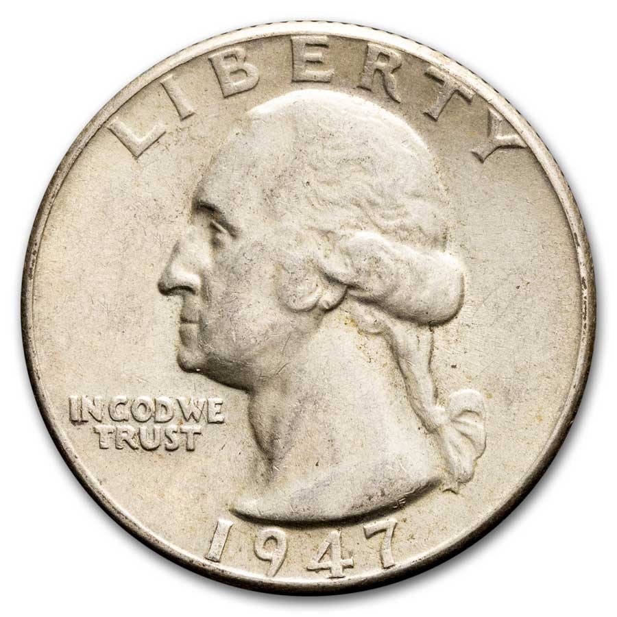 1947 Washington Quarter 40-Coin Roll Avg Circ