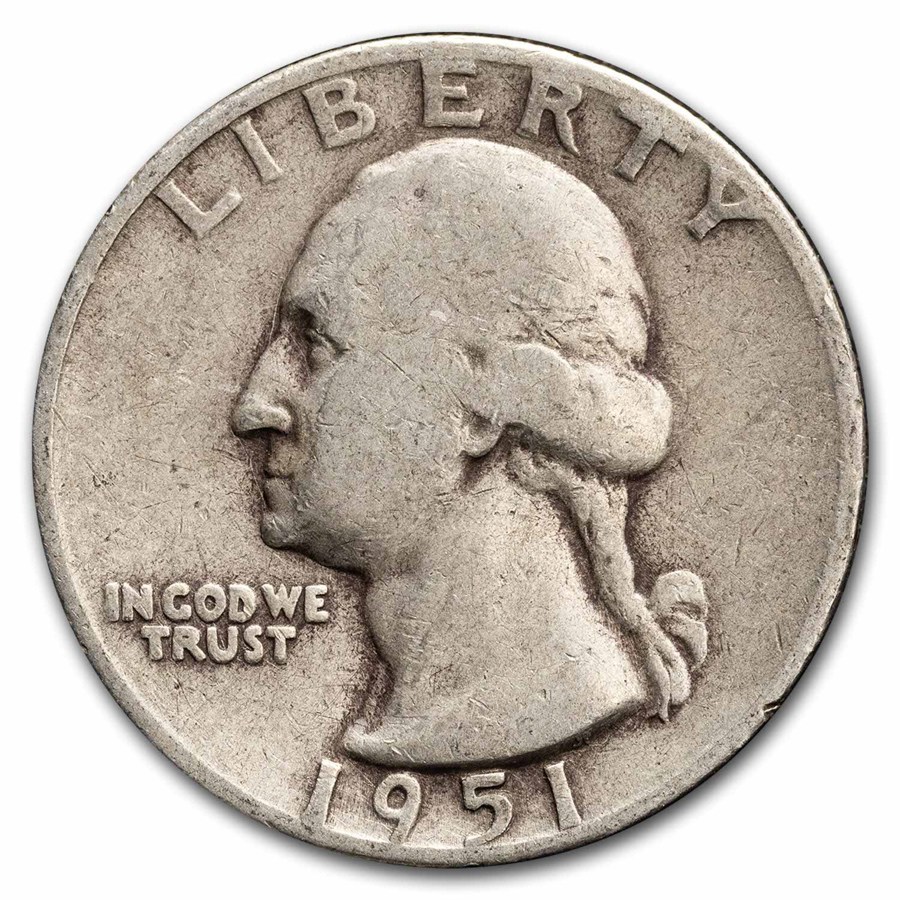1951 Washington Quarter 40-Coin Roll Avg Circ