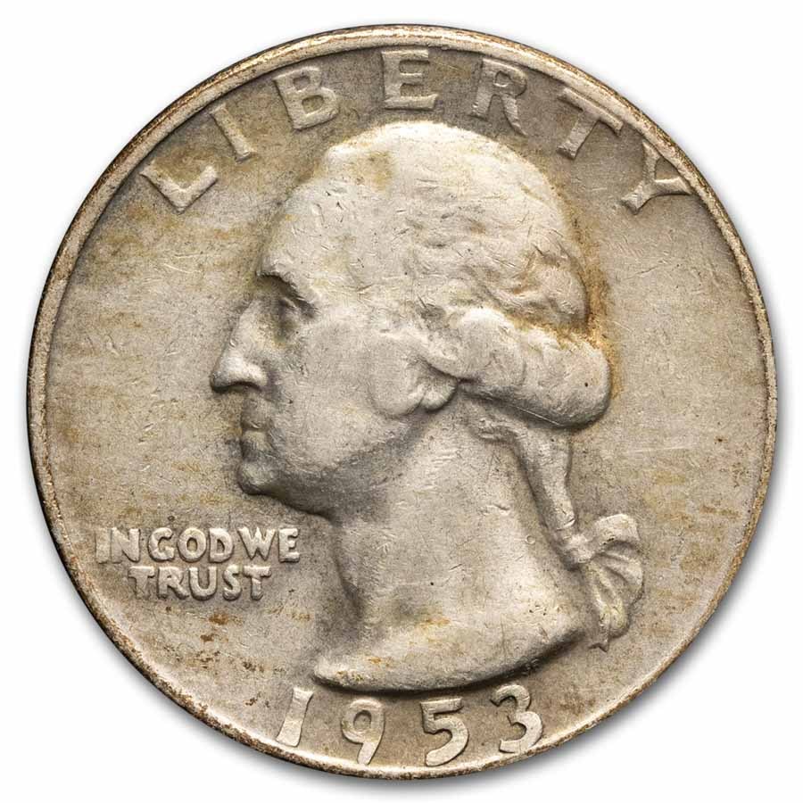 1953-D Washington Quarter 40-Coin Roll Avg Circ
