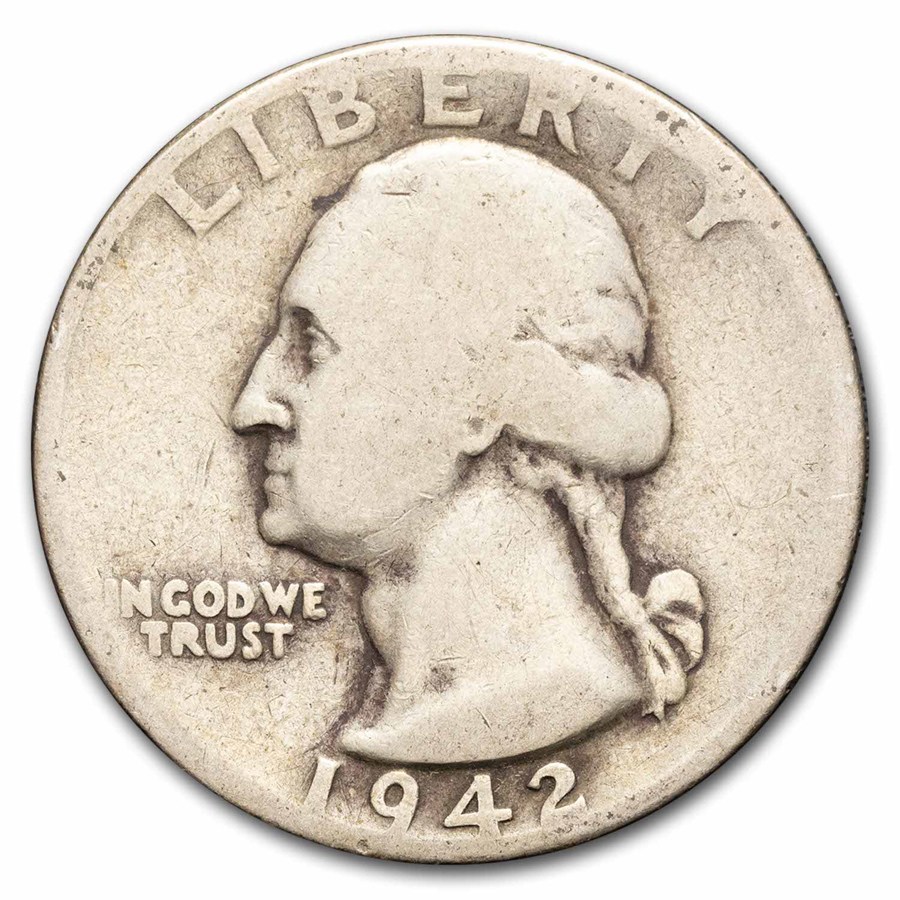 1942-D Washington Quarter 40-Coin Roll Avg Circ