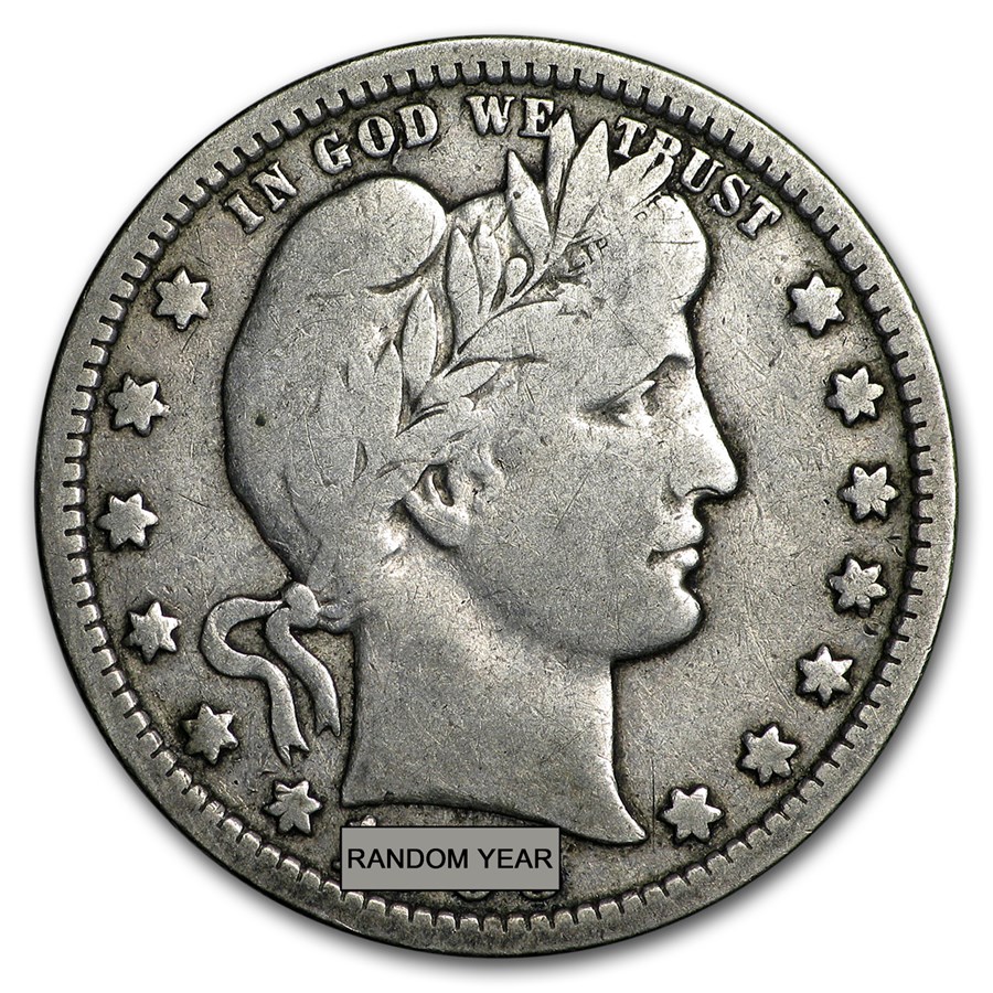 90% Silver Barber Quarters $100 Face Value Bag
