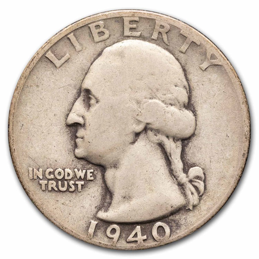 1940-S Washington Quarter 40-Coin Roll Avg Circ